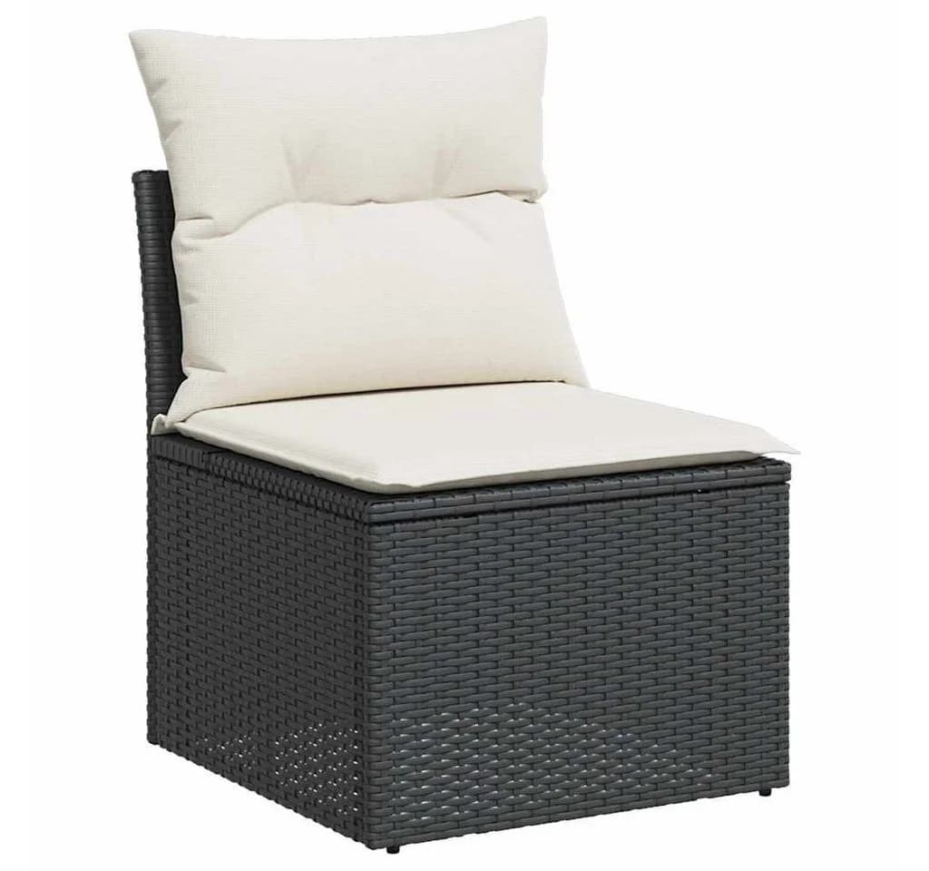 vidaXL Gartenlounge-Set 2-tlg. Schwarz Poly Rattan mit Kissen - Bild 4