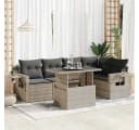vidaXL Gartenlounge-Set 6-tlg. Hellgrau Poly Rattan mit Kissen Bild 1