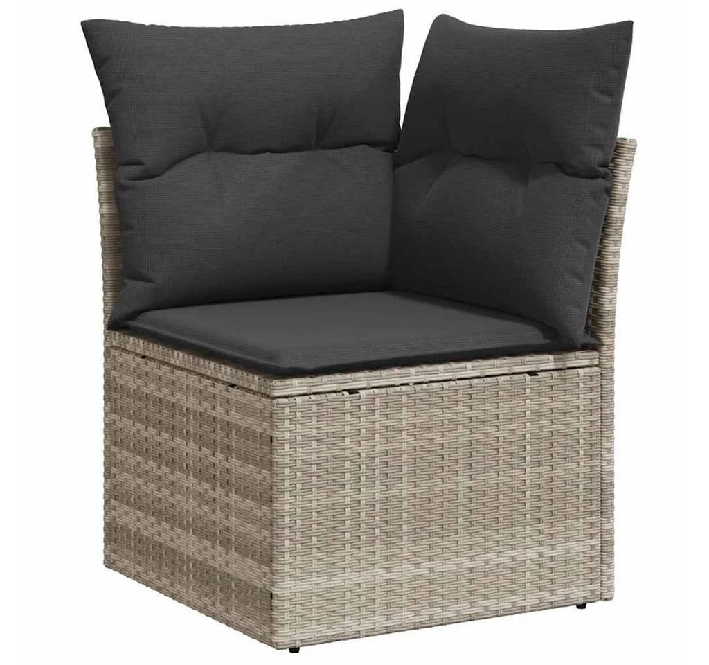 vidaXL Gartenlounge-Set 6-tlg. Hellgrau Poly Rattan mit Kissen - Bild 4
