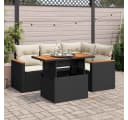 vidaXL Gartenlounge-Set 5-tlg. Schwarz Poly Rattan mit Kissen Bild 1