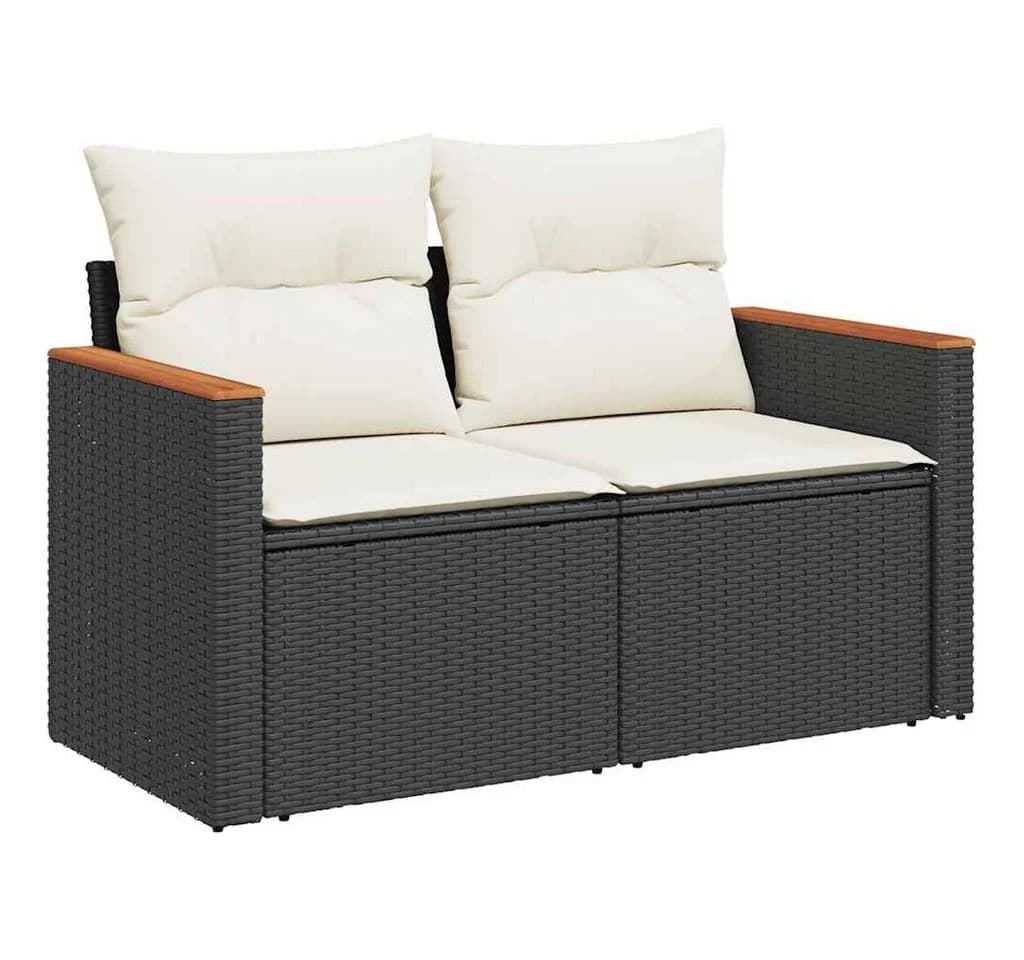 vidaXL Gartenlounge-Set 5-tlg. Schwarz Poly Rattan mit Kissen - Bild 3