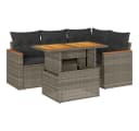 vidaXL Gartenlounge-Set 5-tlg. Grau Poly Rattan mit Kissen Bild 2