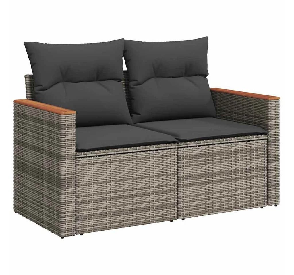 vidaXL Gartenlounge-Set 5-tlg. Grau Poly Rattan mit Kissen - Bild 3