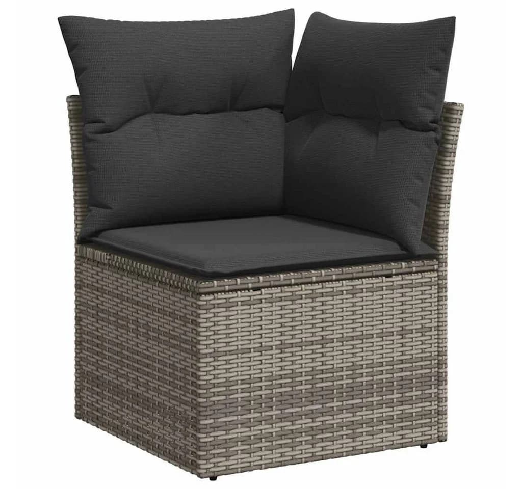 vidaXL Gartenlounge-Set 5-tlg. Grau Poly Rattan mit Kissen - Bild 4
