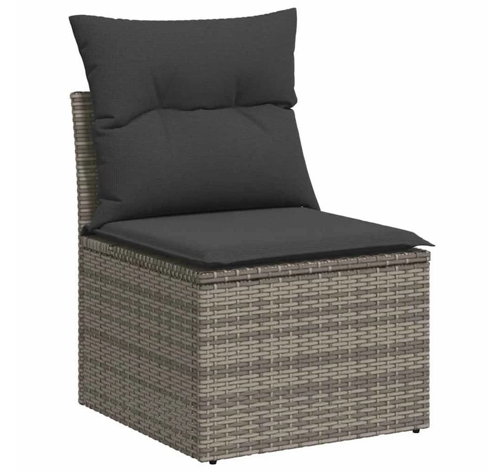 vidaXL Gartenlounge-Set 5-tlg. Grau Poly Rattan mit Kissen - Bild 5