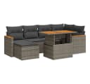 vidaXL Gartenlounge-Set 7-tlg. Grau Poly Rattan mit Kissen Bild 2