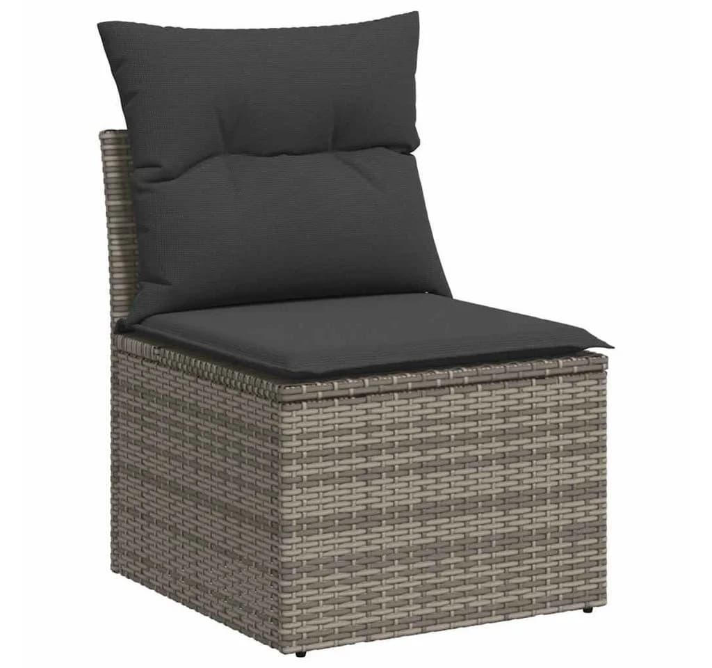vidaXL Gartenlounge-Set 7-tlg. Grau Poly Rattan mit Kissen - Bild 3