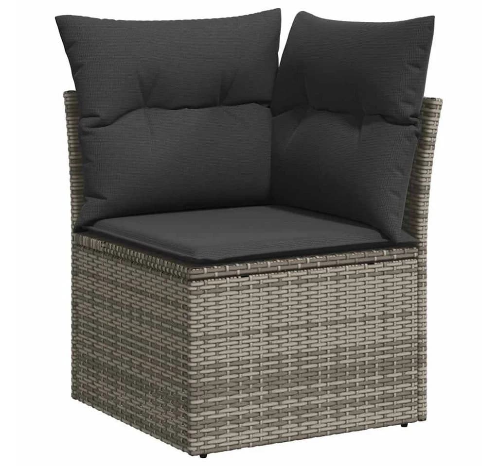 vidaXL Gartenlounge-Set 7-tlg. Grau Poly Rattan mit Kissen - Bild 4