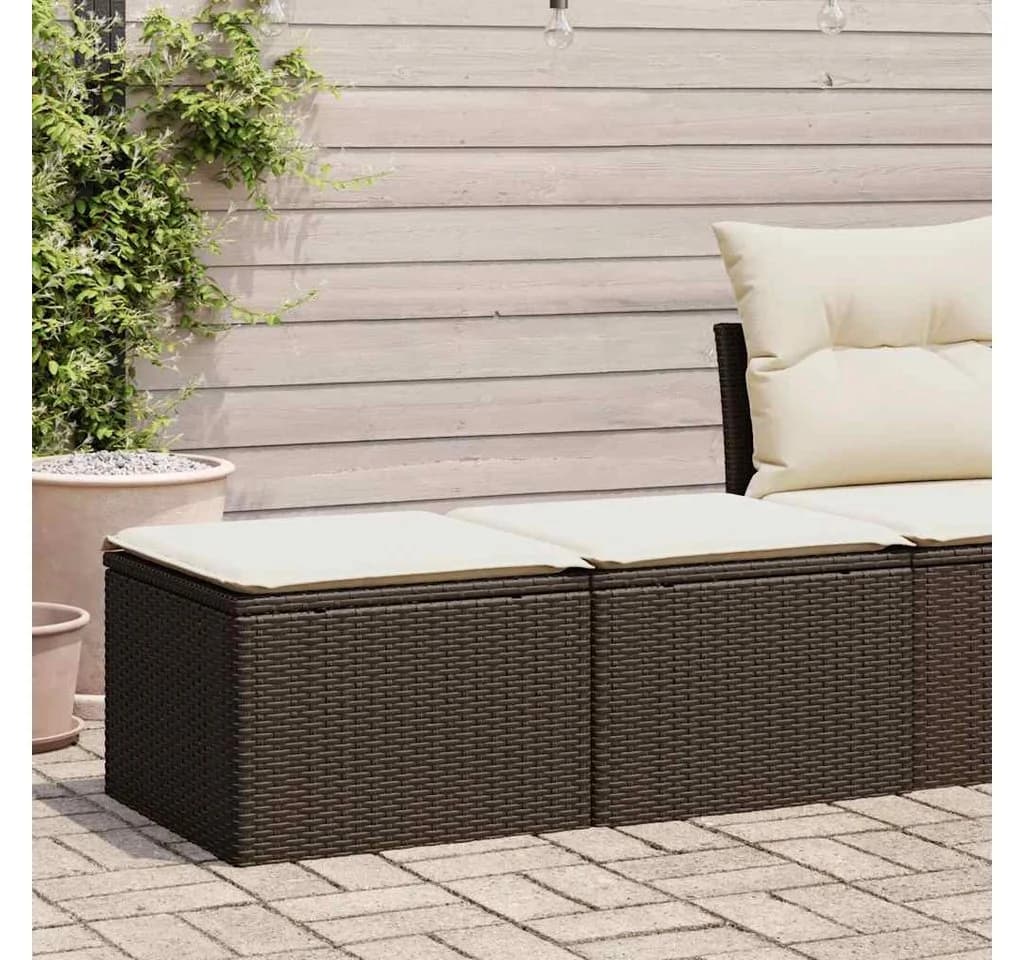 vidaXL Gartenlounge-Set 2-tlg. Braun Poly Rattan mit Kissen