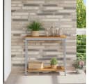 vidaXL Gartentisch mit Regal Grau Massivholz Bild 1