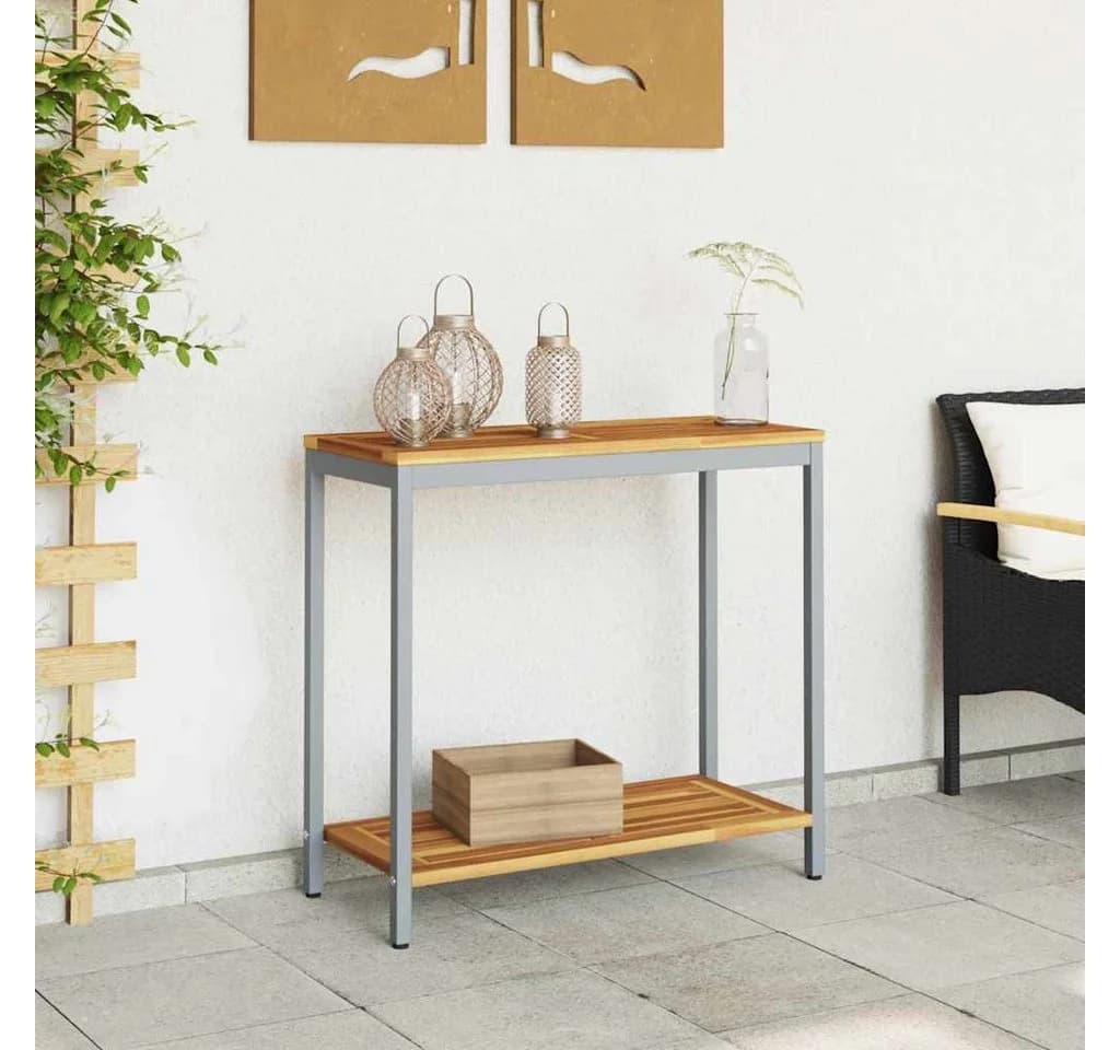 vidaXL Gartentisch mit Regal Grau Massivholz - Bild 4