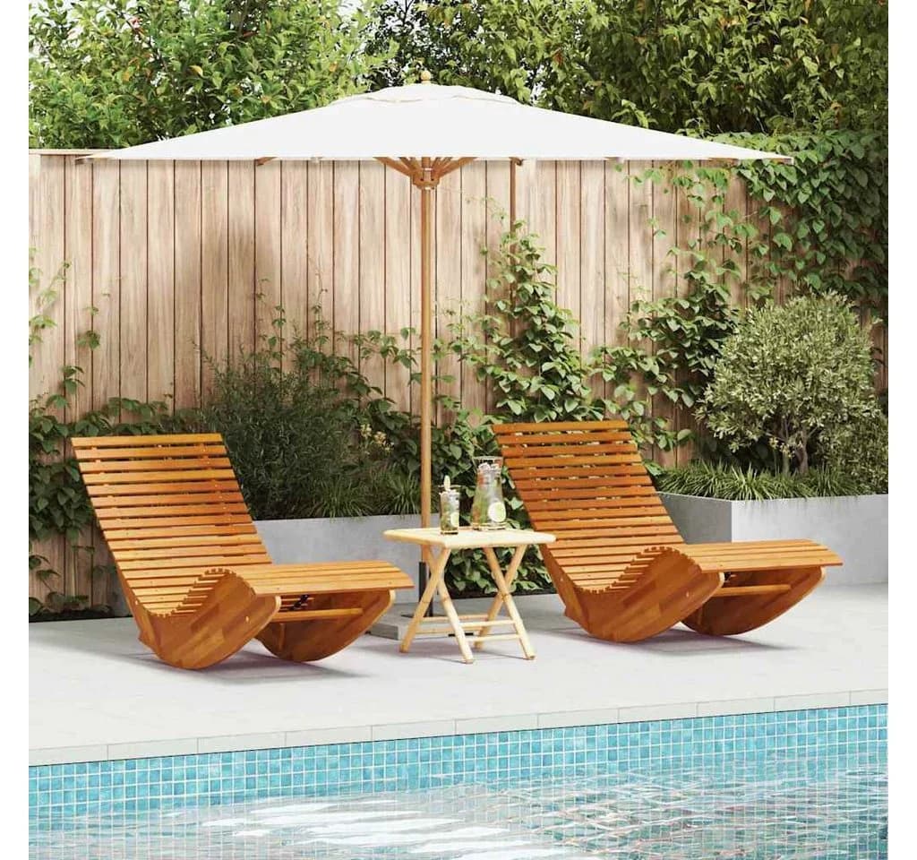 vidaXL Gartenliege 2-Person Braun Massivholz Wippend