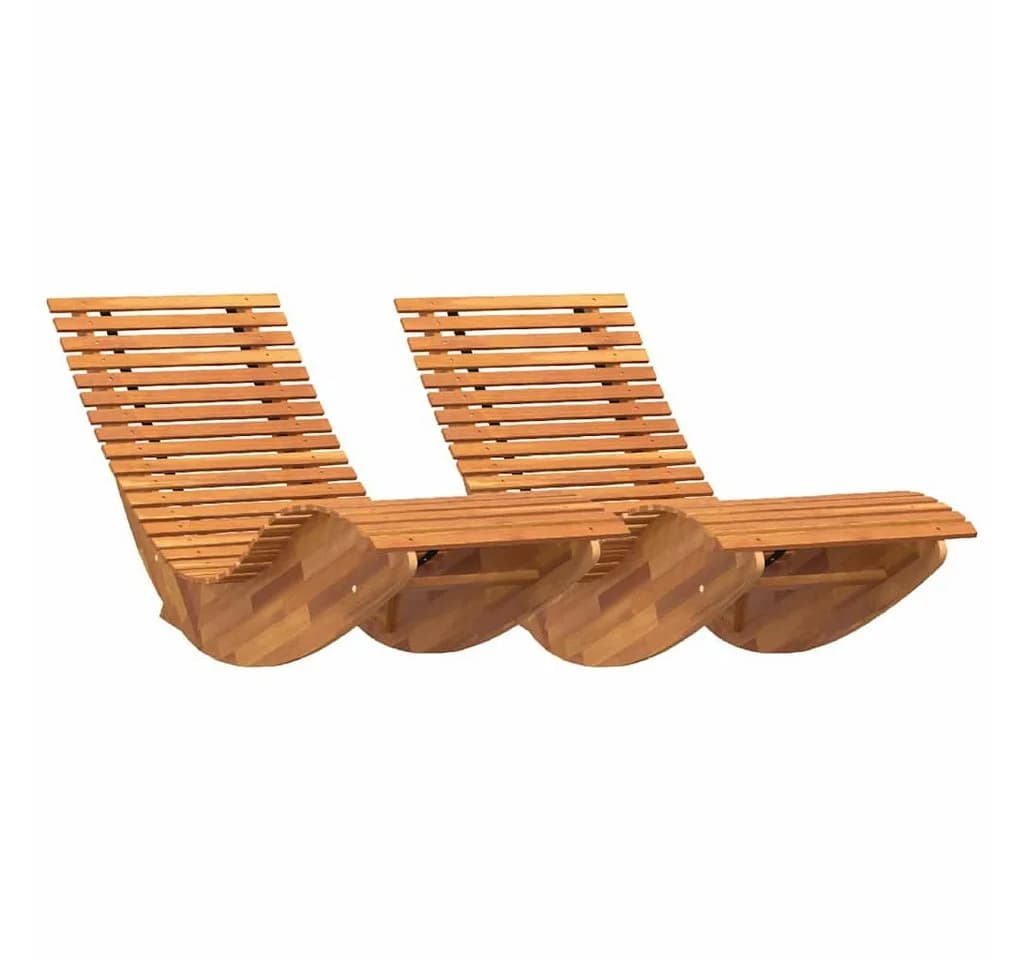 vidaXL Gartenliege 2-Person Braun Massivholz Wippend - Bild 2