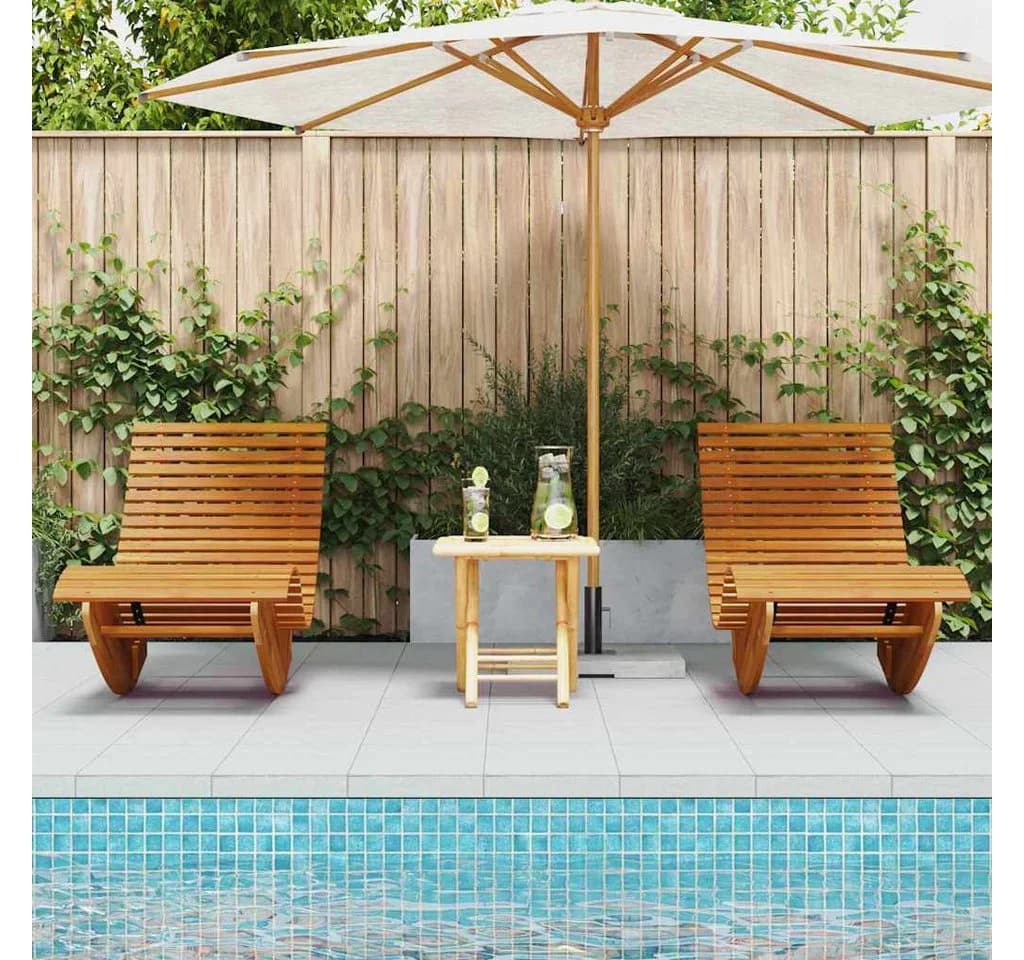 vidaXL Gartenliege 2-Person Braun Massivholz Wippend - Bild 3