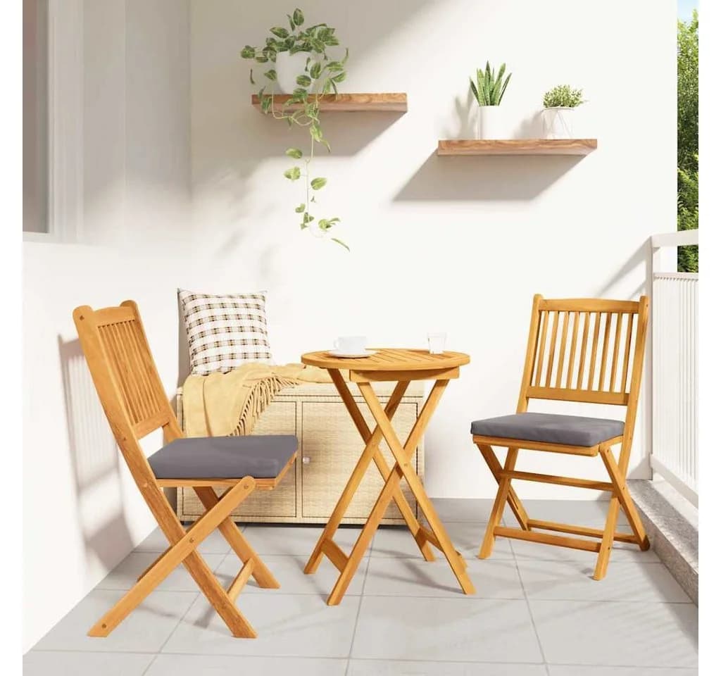 vidaXL Garten Bistro Set 3-tlg. Braun Massivholz