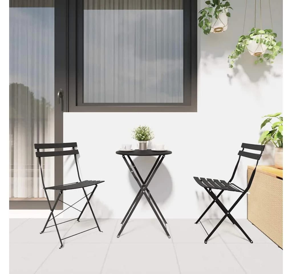 vidaXL Gartenstuhl Klappstuhl 2er-Pack Anthrazit Metall - Bild 3