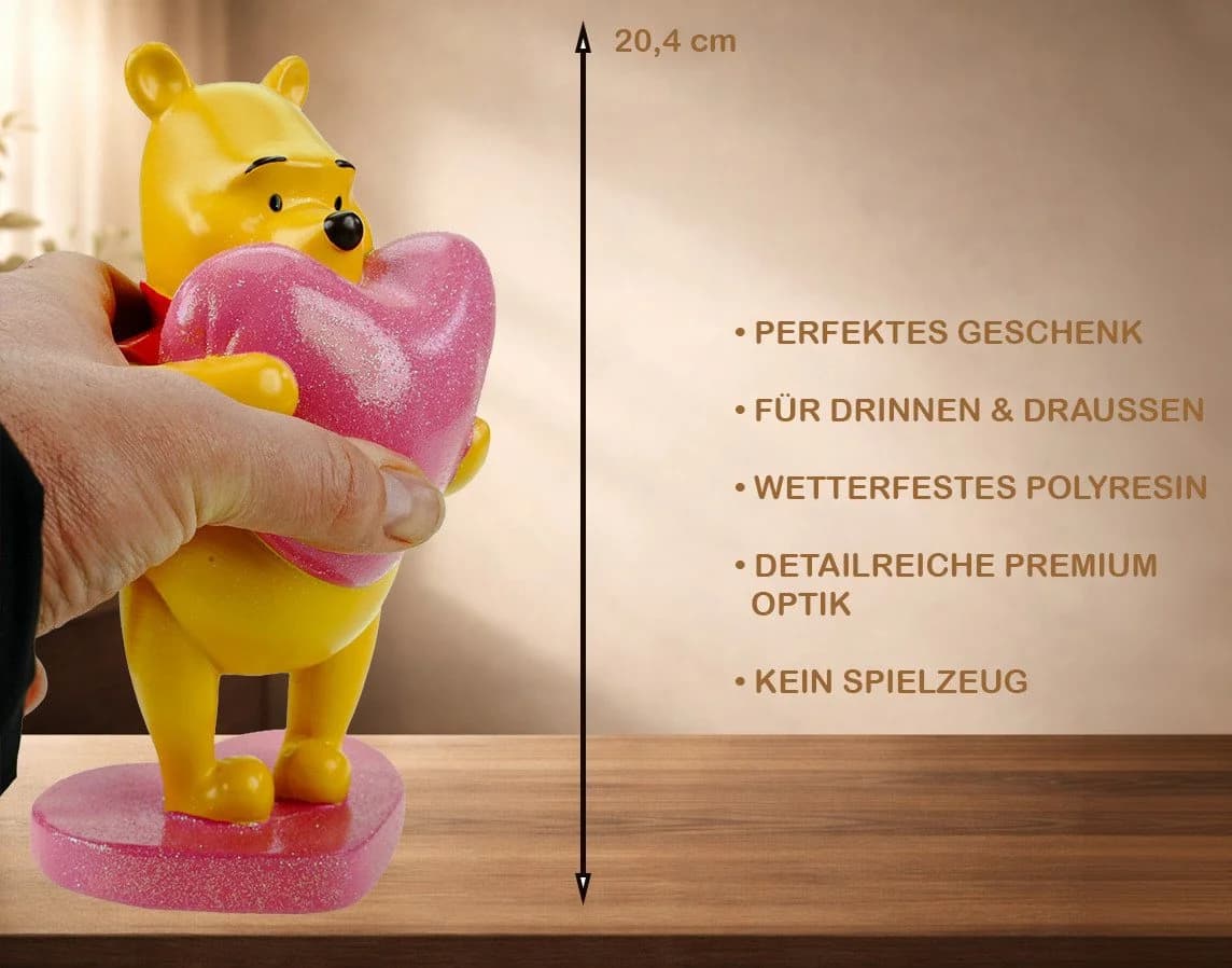 Disney Gartenfigur Winnie the Pooh mit Herz Dekofigur - Bild 3