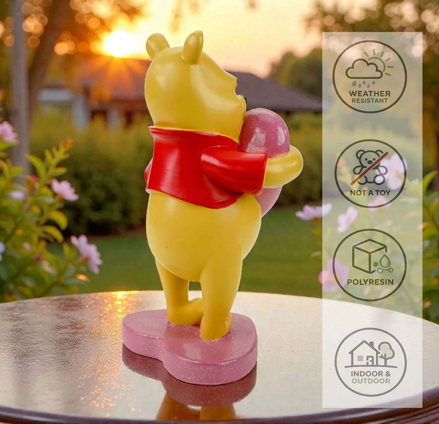Disney Gartenfigur Winnie the Pooh mit Herz Dekofigur - Bild 4