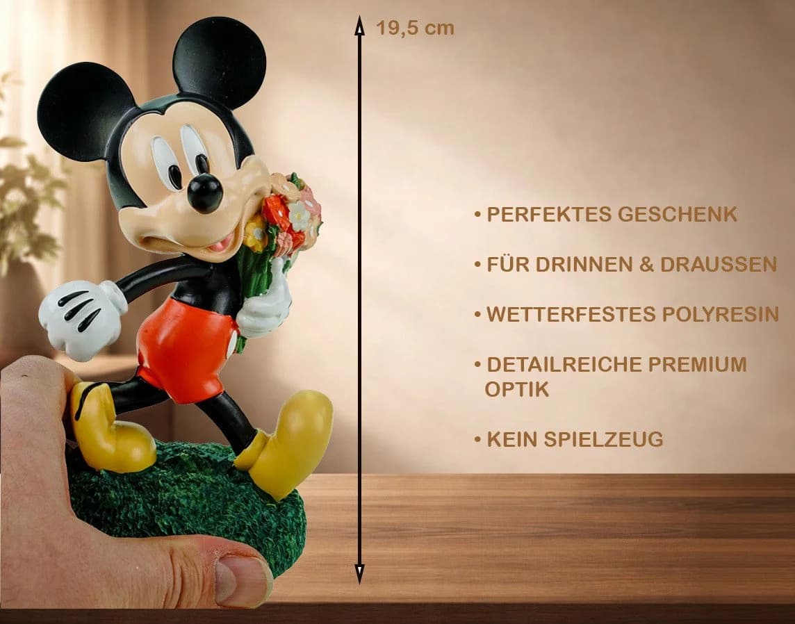 Disney Mickey Mouse Dekofigur mit Blumen Polyresin - Bild 3