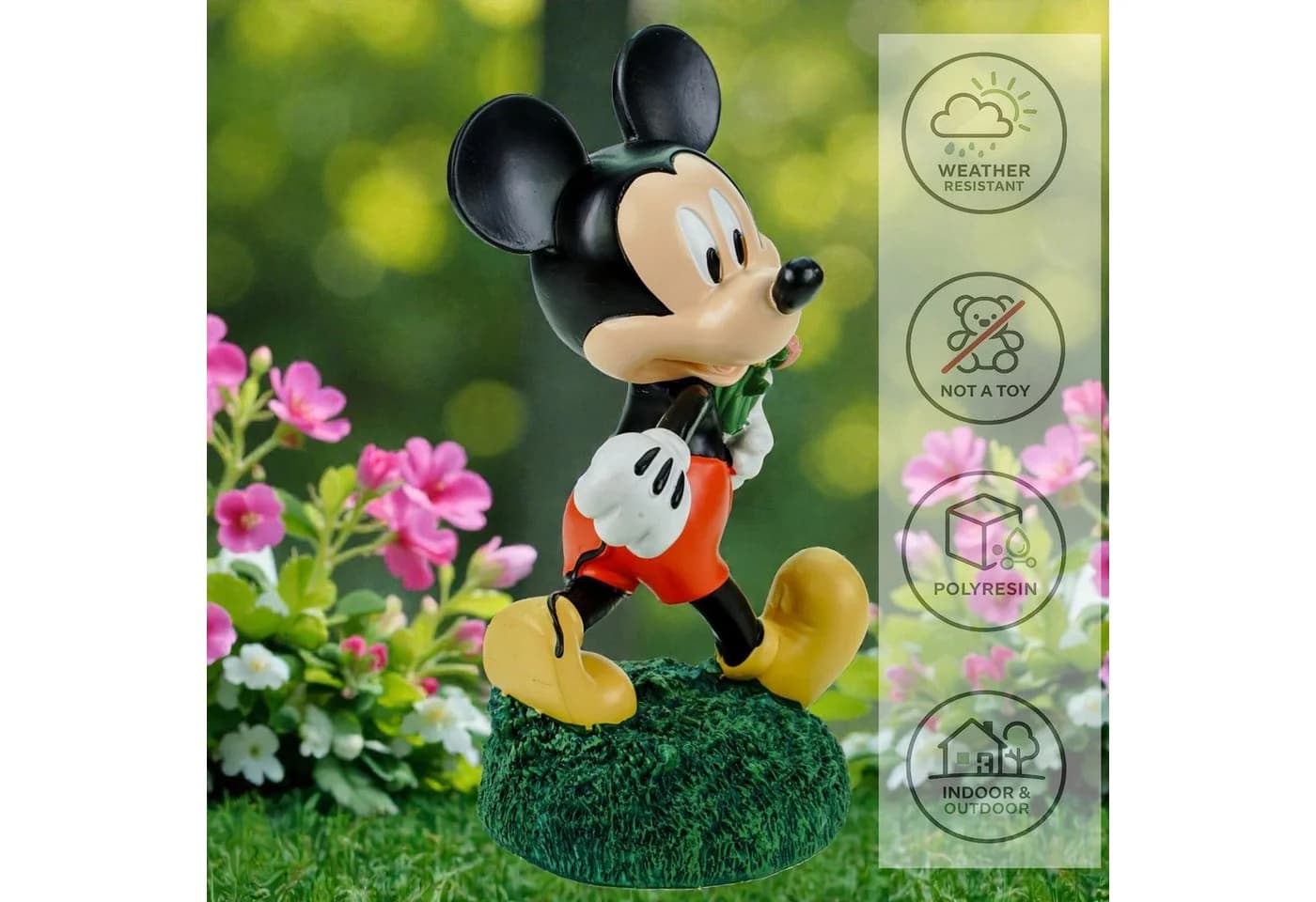 Disney Mickey Mouse Dekofigur mit Blumen Polyresin - Bild 4