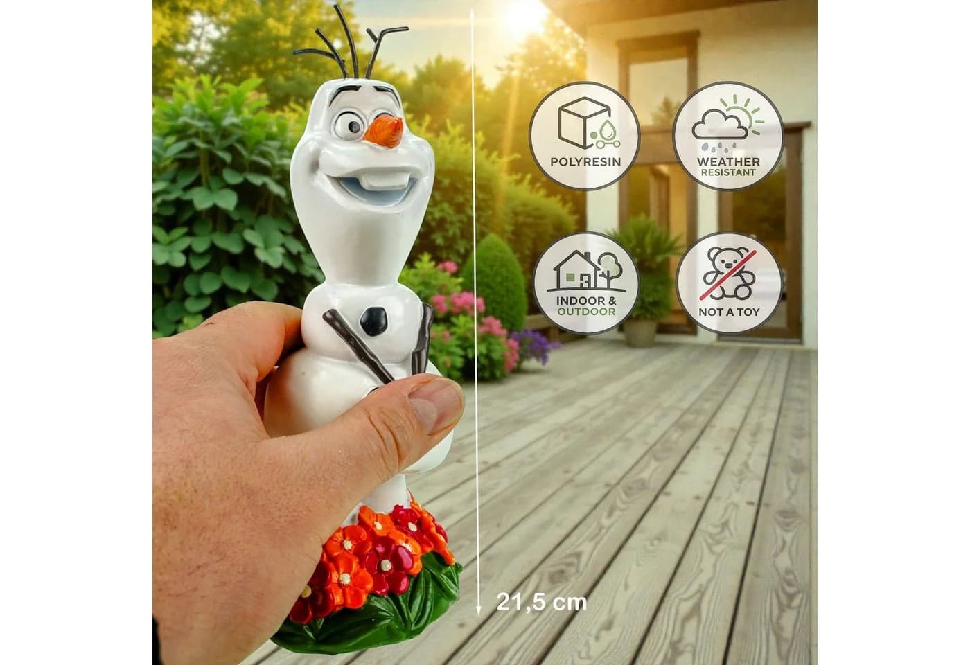 Disney Olaf Gartenfigur Frozen Deko 22 cm Weiß Polyresin - Bild 3
