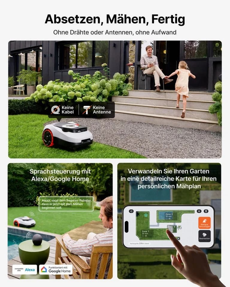 Segway Rasenmähroboter LiDAR Mähroboter 2000 m²