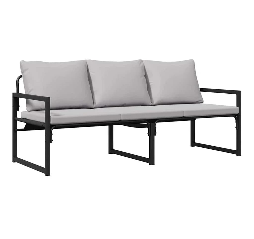vidaXL Loungesofa Gartenmöbel mit Kissen Hellgrau Polyester - Bild 2