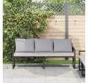 vidaXL Loungesofa Gartenmöbel mit Kissen Hellgrau Polyester Bild 3