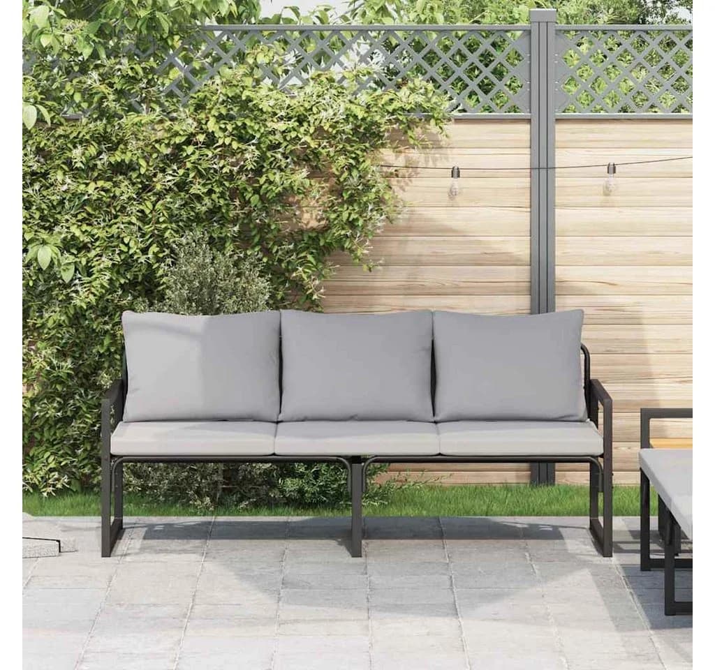 vidaXL Loungesofa Gartenmöbel mit Kissen Hellgrau Polyester - Bild 3