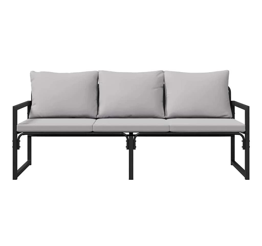 vidaXL Loungesofa Gartenmöbel mit Kissen Hellgrau Polyester - Bild 4