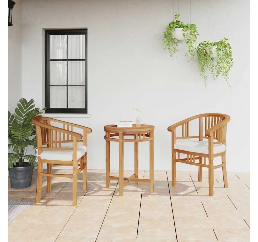 vidaXL Gartenstuhl Massivholz Braun mit Kissen