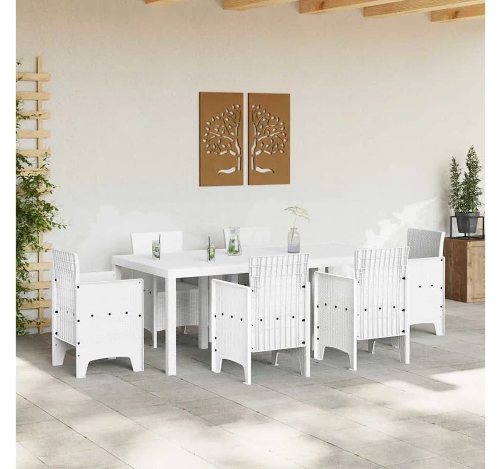 vidaXL Gartentisch Weiß Poly-Rattan - Bild 3