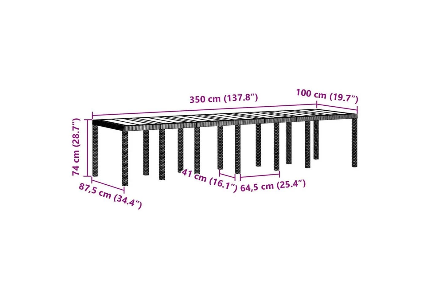 vidaXL Gartentisch Poly-Rattan Braun - Bild 5