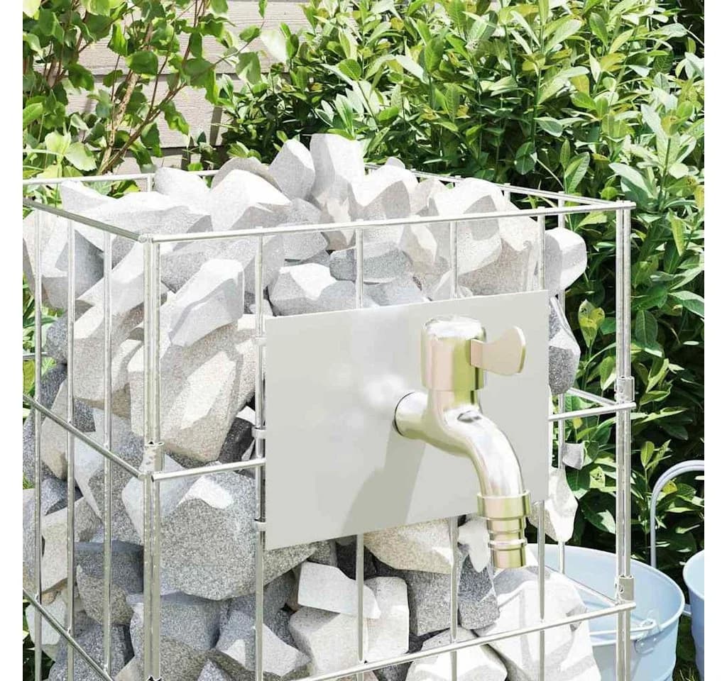 vidaXL Bewässerungssystem Gabionen Wasserhahn Silber Edelstahl - Bild 5
