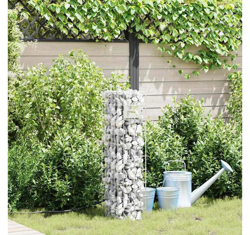 vidaXL Gabionen Wasserhahn Edelstahl Silber 25x25x100 cm
