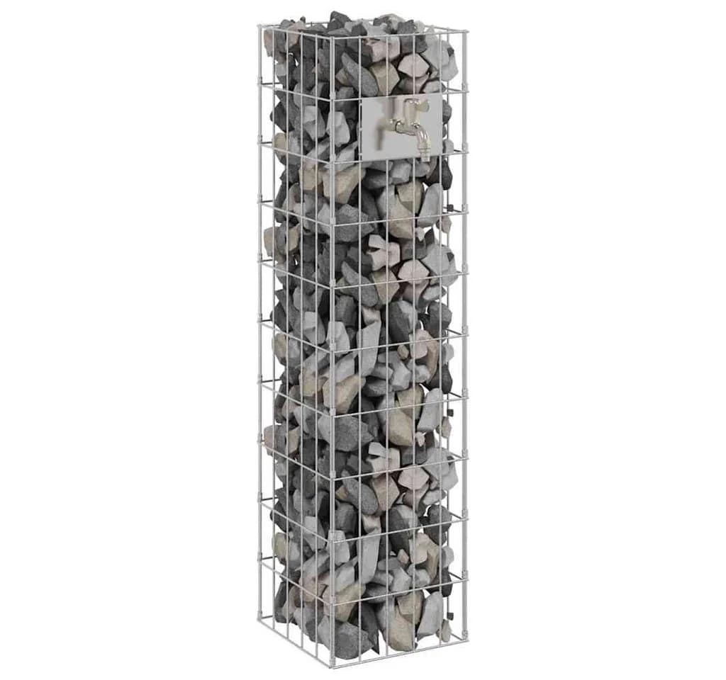 vidaXL Gabionen Wasserhahn Edelstahl Silber 25x25x100 cm - Bild 3