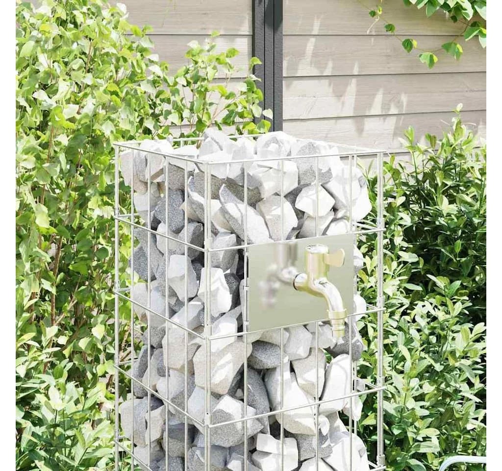 vidaXL Gabionen Wasserhahn Edelstahl Silber 25x25x100 cm - Bild 5