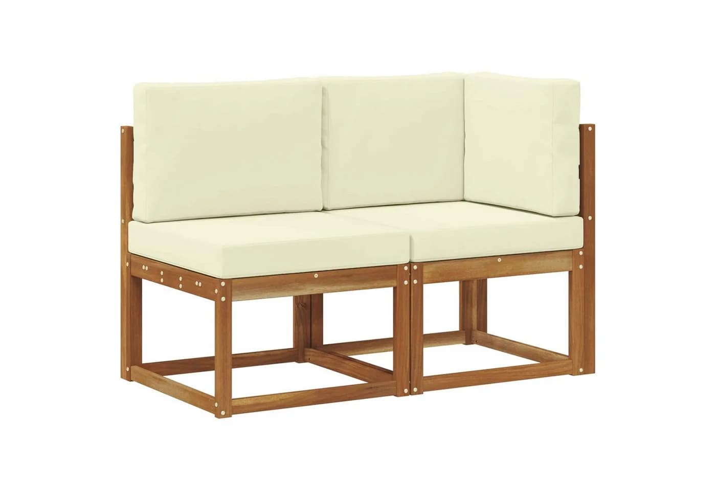 vidaXL Outdoor Sofa Set Mittel- und Ecksofa mit Kissen Massivholz - Bild 2