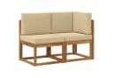 vidaXL Outdoor Sofa Set Mittel- und Ecksofa mit Kissen Massivholz Beige Bild 2