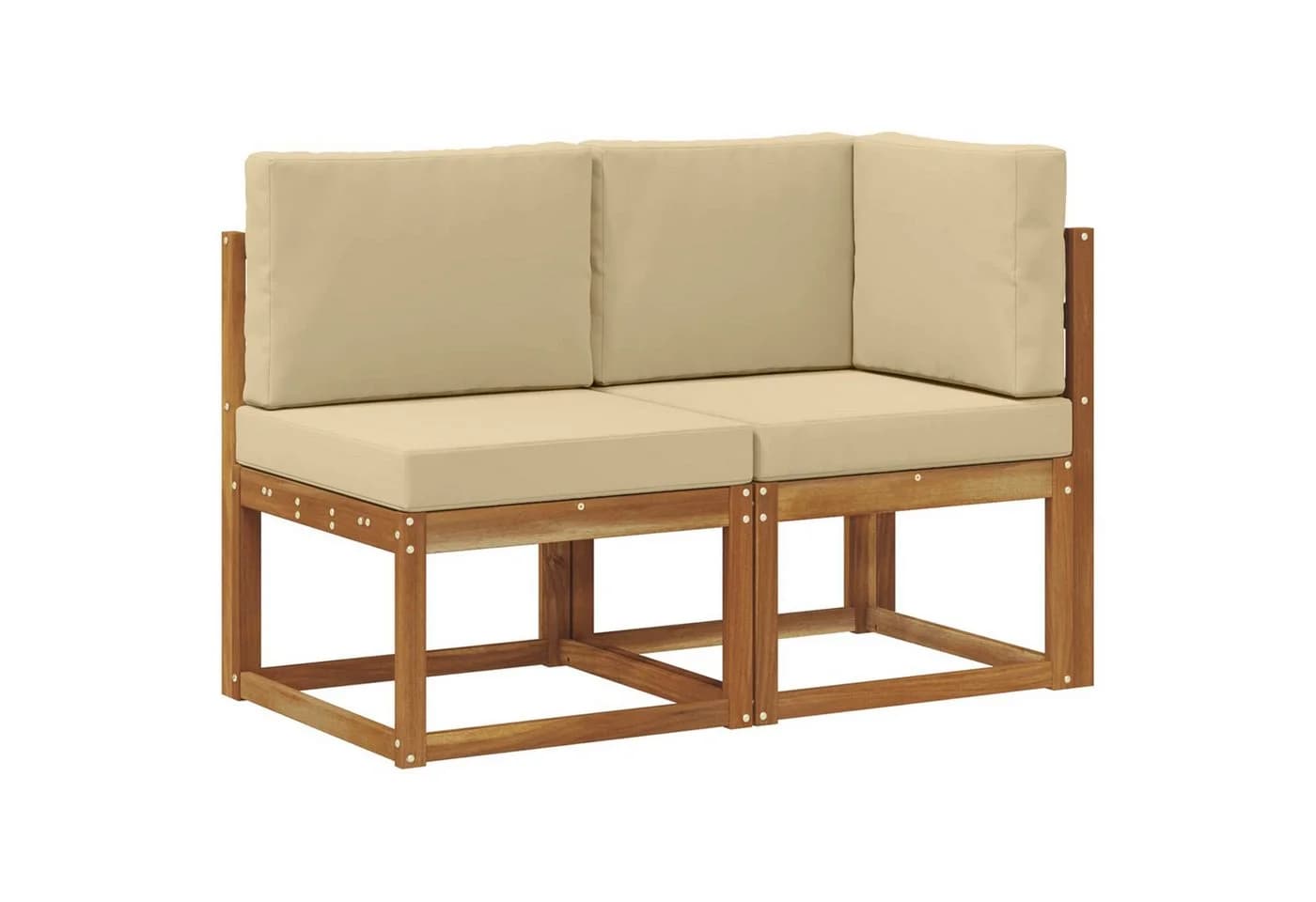 vidaXL Outdoor Sofa Set Mittel- und Ecksofa mit Kissen Massivholz Beige - Bild 2
