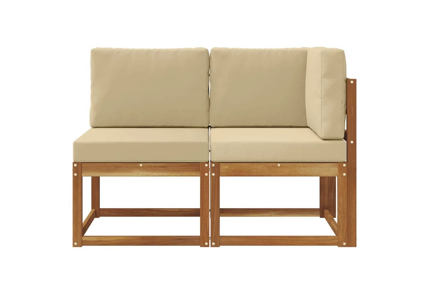 vidaXL Outdoor Sofa Set Mittel- und Ecksofa mit Kissen Massivholz Beige - Bild 3