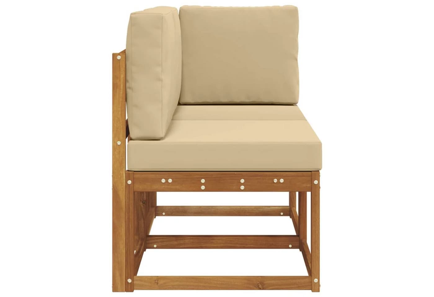 vidaXL Outdoor Sofa Set Mittel- und Ecksofa mit Kissen Massivholz Beige - Bild 4