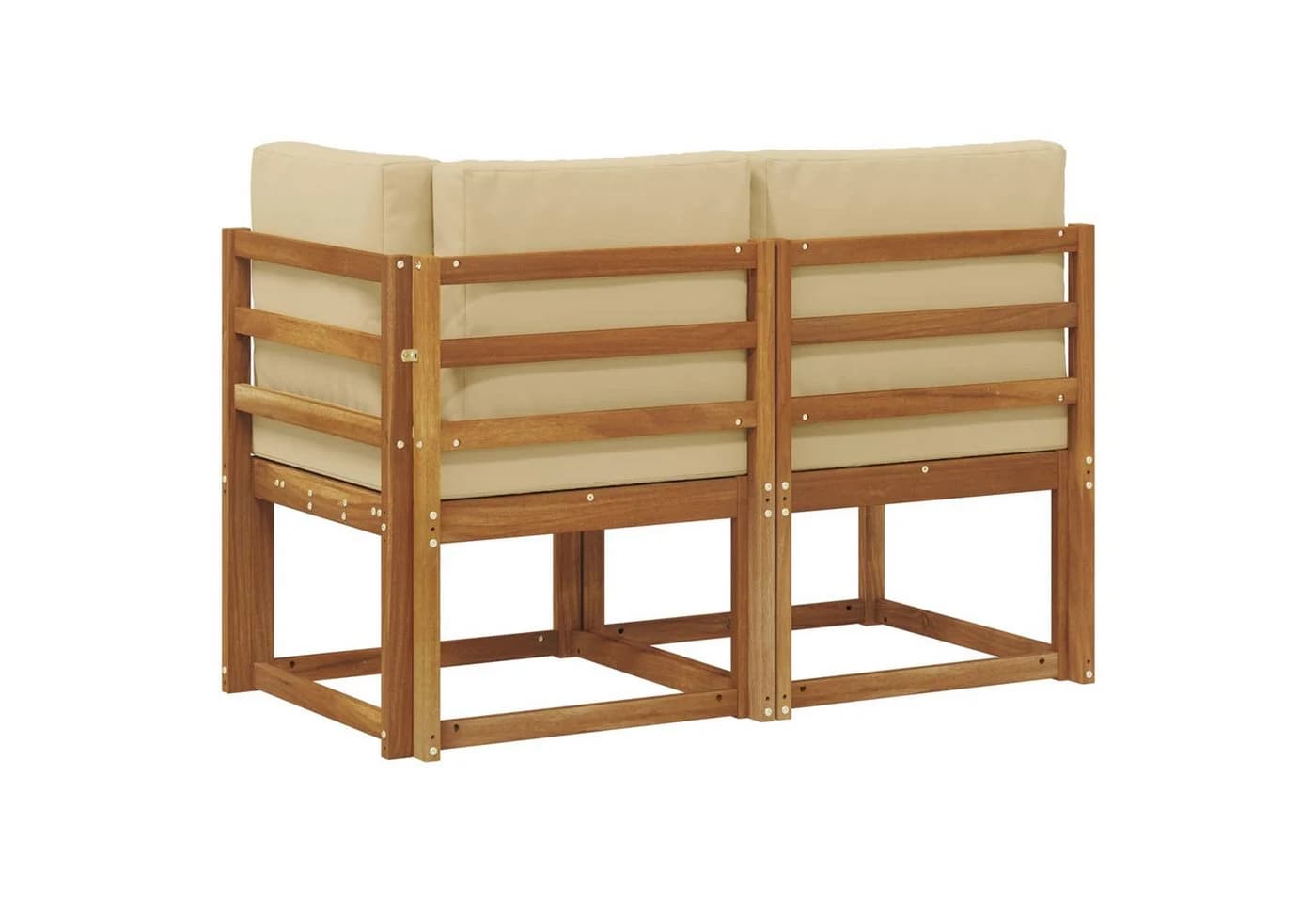 vidaXL Outdoor Sofa Set Mittel- und Ecksofa mit Kissen Massivholz Beige - Bild 5