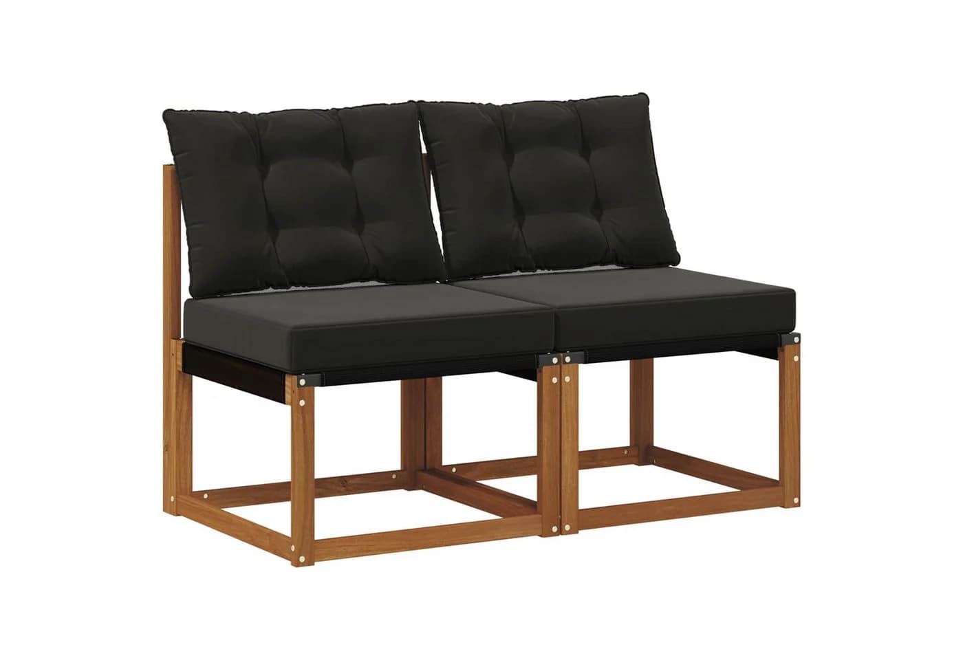 vidaXL Sofaelement 2 Stück Outdoor Mittelsofa Schwarz Massivholz - Bild 2