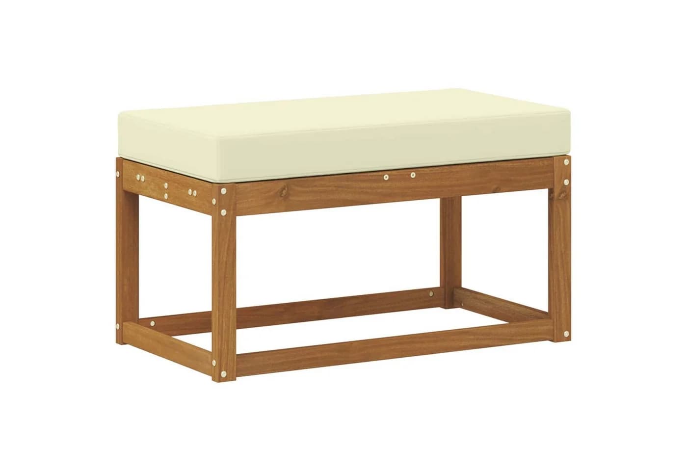 vidaXL Sofaelement Outdoor Hockerbank mit Kissen Natur und Creme - Bild 2
