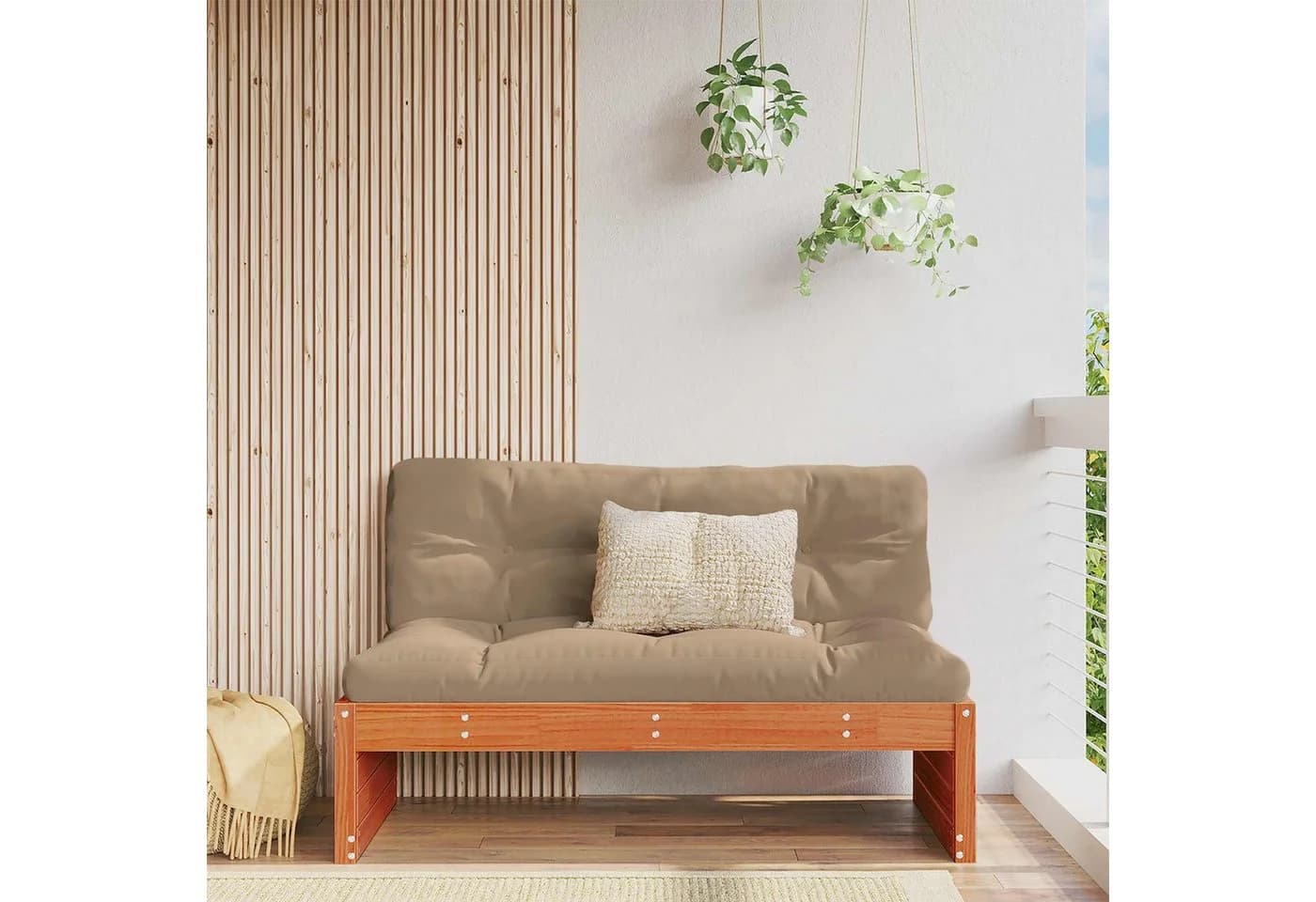 vidaXL Gartensofa 3-teilig Kiefernholz Wachsbraun