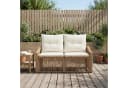 vidaXL Garten-Sofa 2-Sitzer Beige Poly-Rattan mit Kissen Bild 1