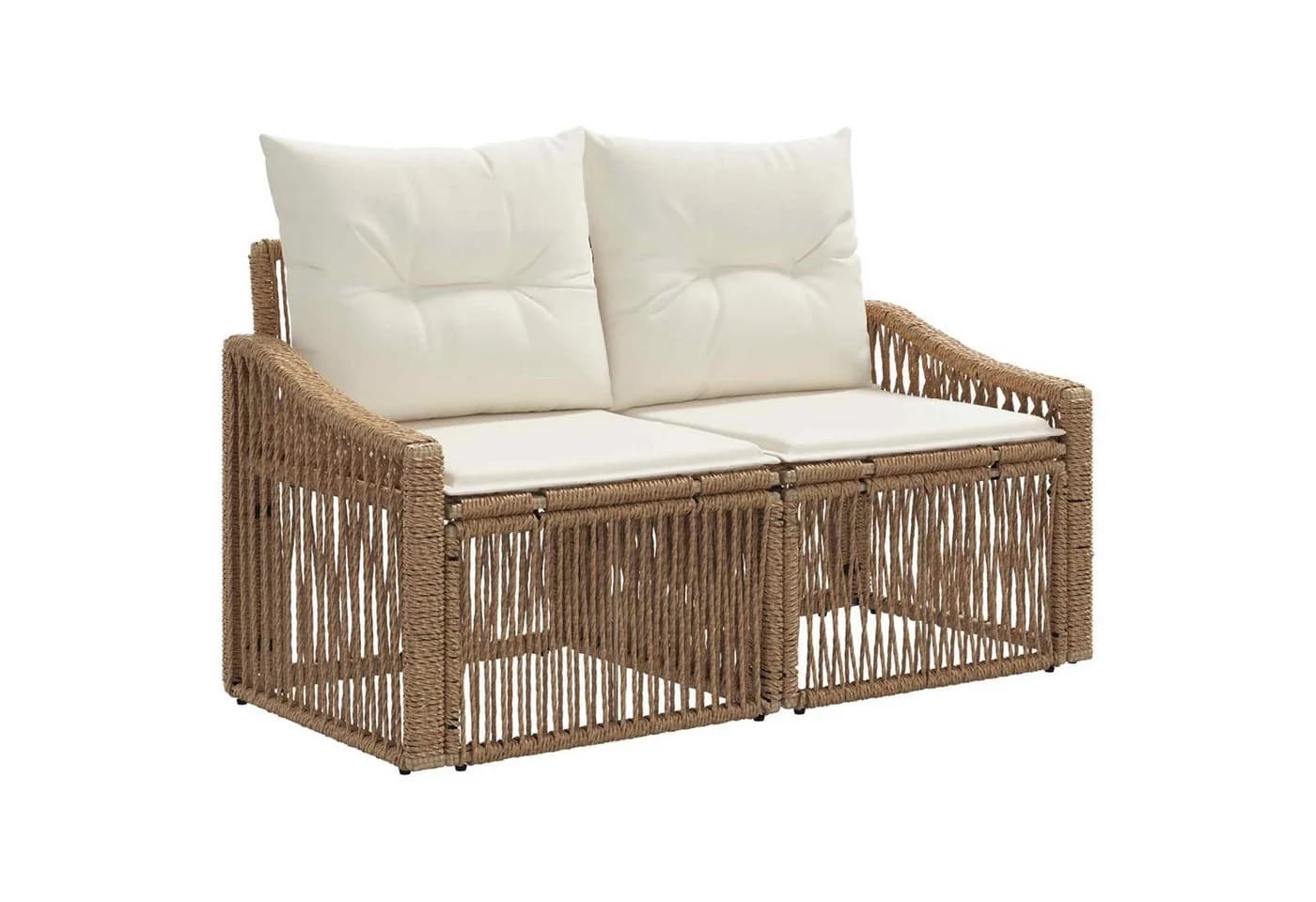 vidaXL Garten-Sofa 2-Sitzer Beige Poly-Rattan mit Kissen - Bild 2