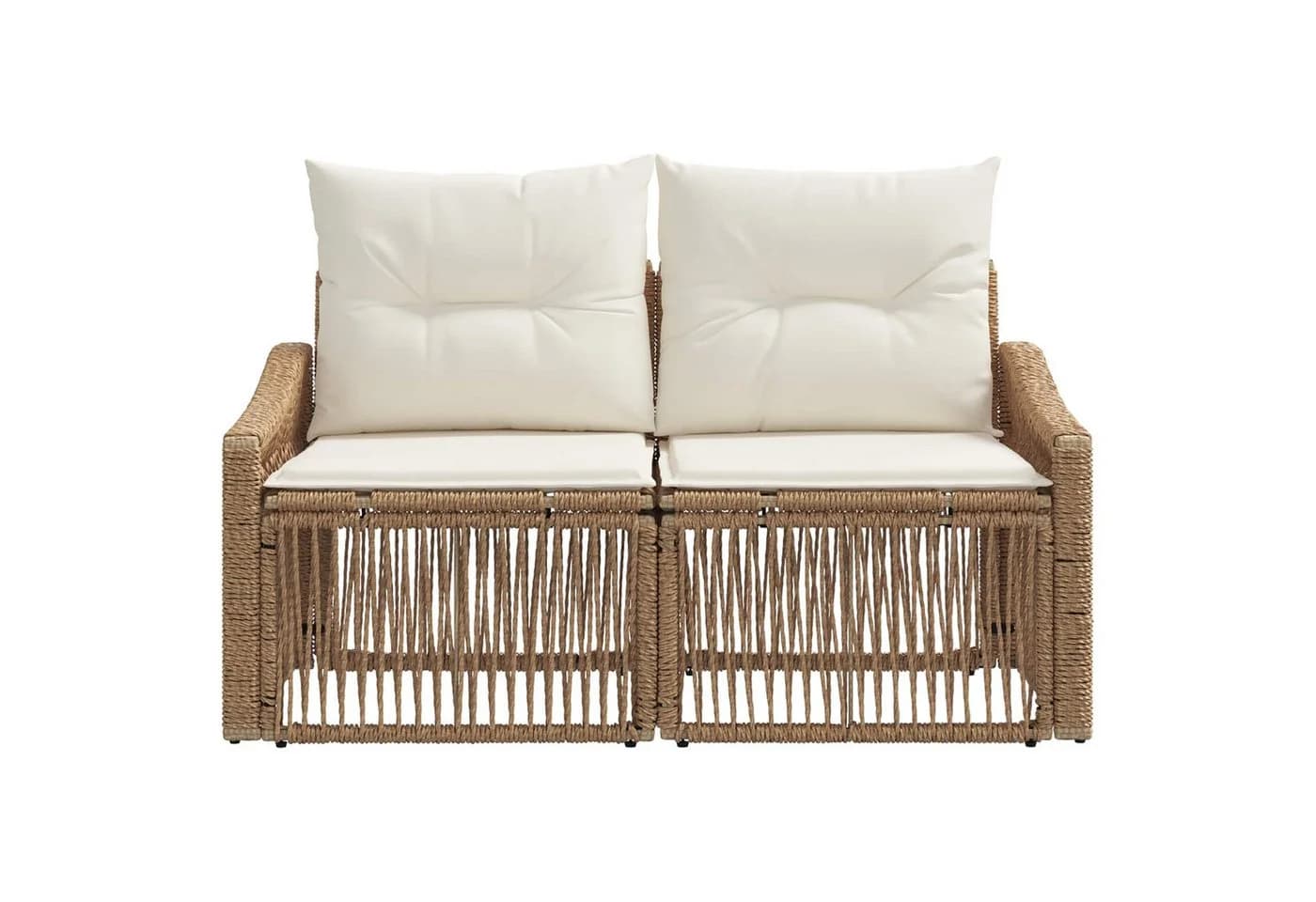 vidaXL Garten-Sofa 2-Sitzer Beige Poly-Rattan mit Kissen - Bild 4