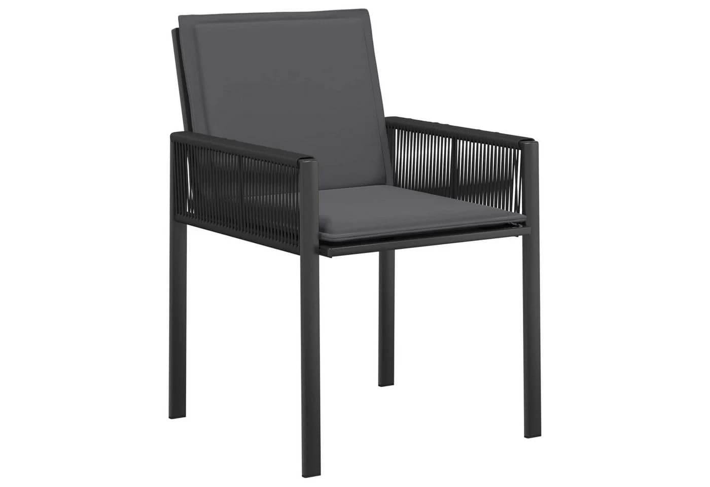 vidaXL Gartenstuhl 6-tlg. Schwarz/Dunkelgrau Poly-Rattan mit Kissen - Bild 3